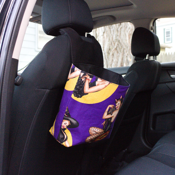 Cat Witch Pin-Ups Car Trash Can