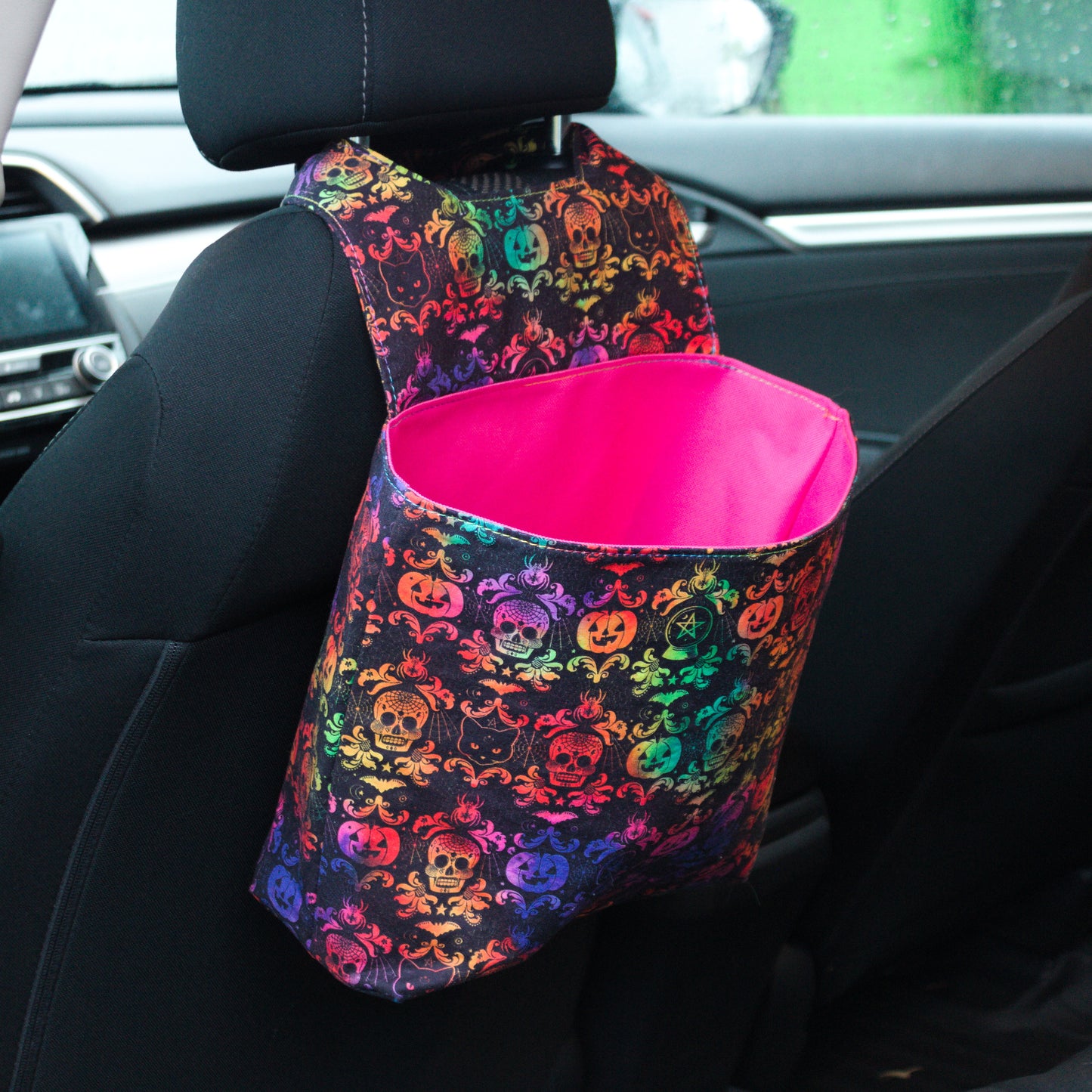 Spooky Rainbow Car Trash Can