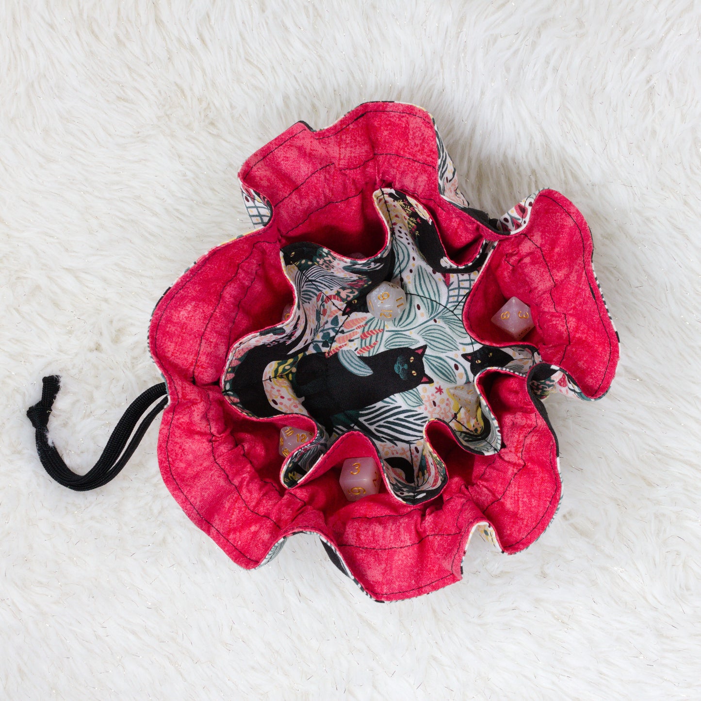 Black Cat Garden Dice/Jewelry Bag