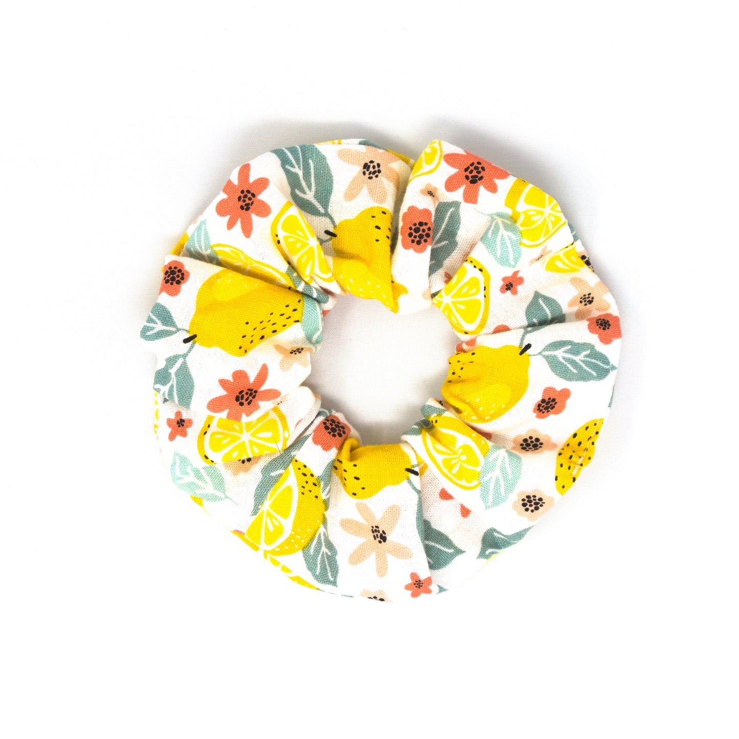 Lemons and Flowers Scrunchie