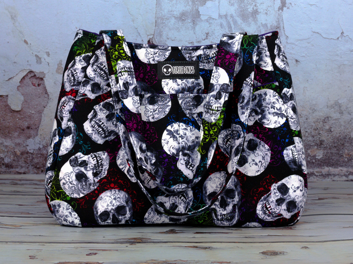Rainbow Skulls Ethel Tote