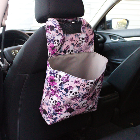 Pink Autumn Bones Car Trash Can