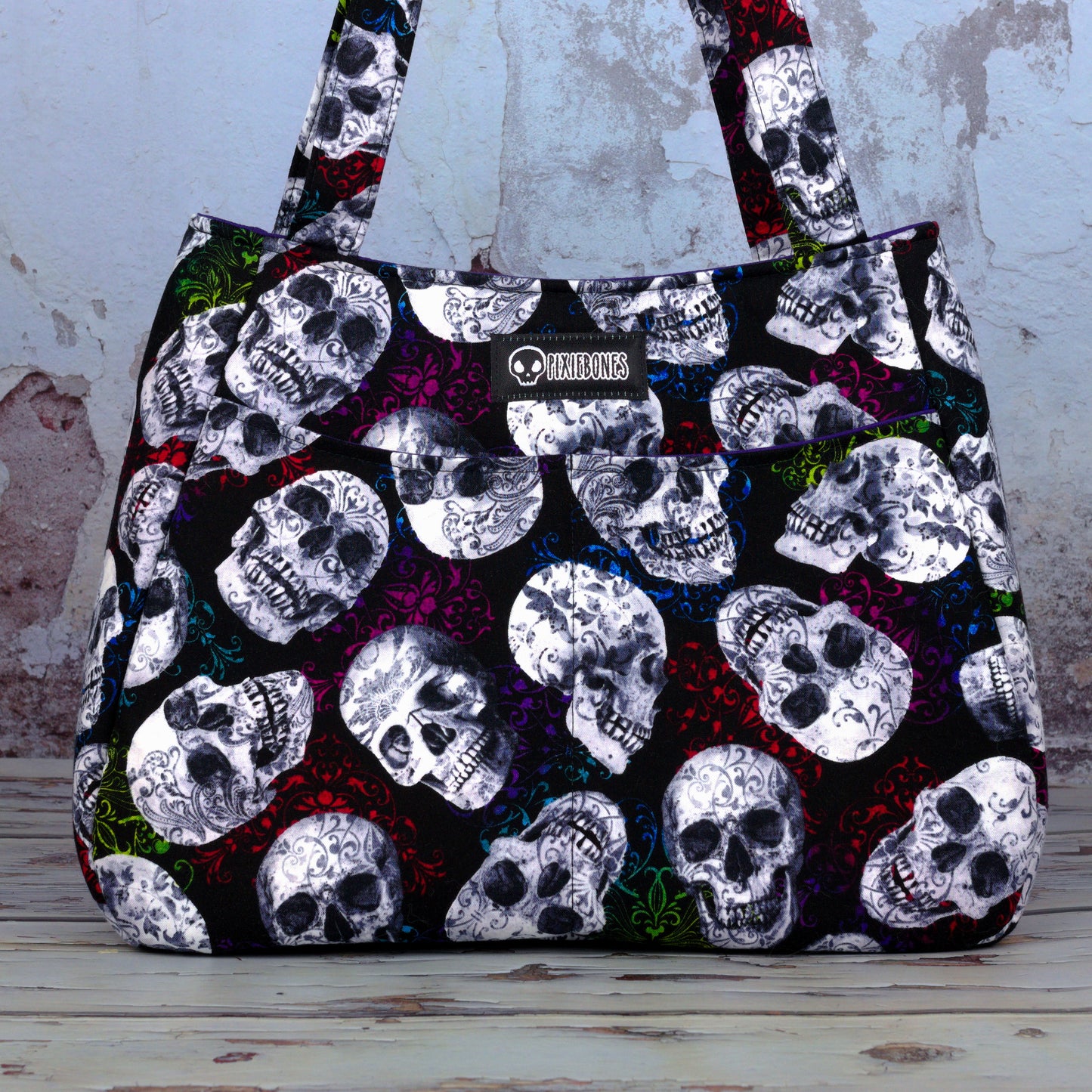 Rainbow Skulls Ethel Tote